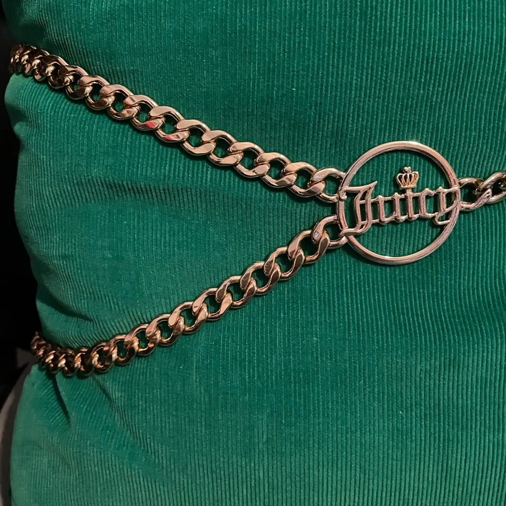 Juicy couture Double golden Chain Waist Hippie style belt Rhinestones NEW w Tags